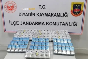 Diyadin’de yol kontrolünde 190 paket kaçak sigara