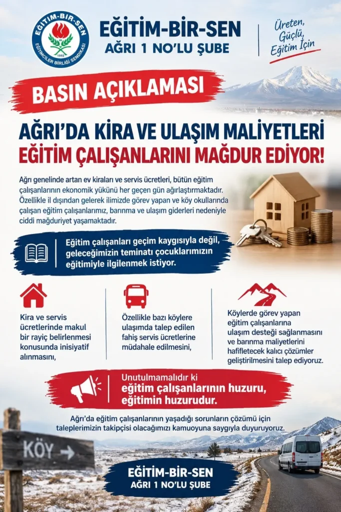 Gümüşer; Eğitim Çalışanları Kira ve Servis Ücretlerinden Şikâyetçi