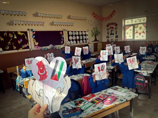 Ağrı'da Okullardan Gazze Mesajı