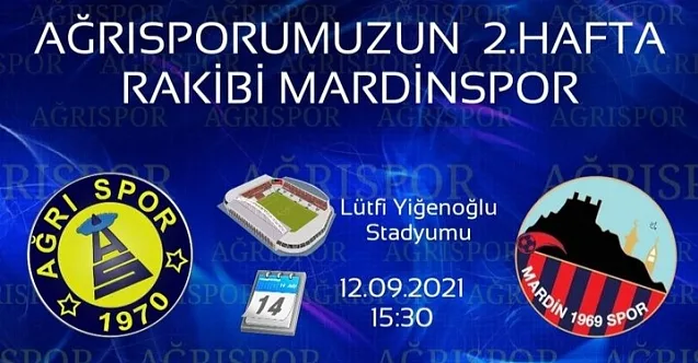 Ağrı 1970 Spor 12 Eylülde Mardin Sporla karşılaşıyor