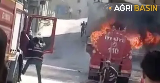 Ağrı’da İtfaiye Aracı Alev Alev Yandı