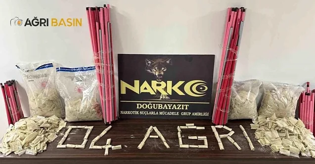 Ağrı’da Temizlik Paspası Sapı içerisinde 34 kilo eroin ele geçirildi