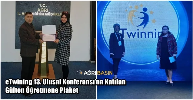 eTwining 13. Ulusal Konferansında Ağrıyı temsil eden Gülten Sökmen Özmüş’e plaket