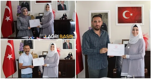 Ağrı Aile ve Sosyal Hizmetler İl Müdürü Ergün’den personele teşekkür belgesi