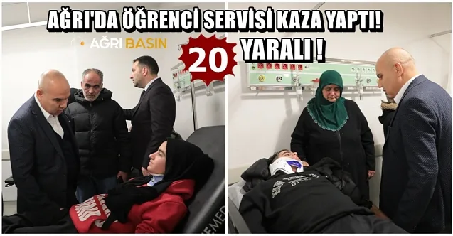 Ağrı’da Öğrenci Servisi Kamyonetle Çarpıştı! 2’si Ağır 20 Öğrenci yaralı