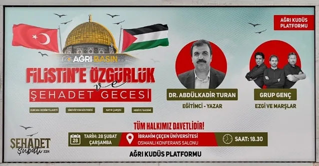 Ağrı’da Filistin’e Özgürlük ve Şehadet Gecesi etkinliği