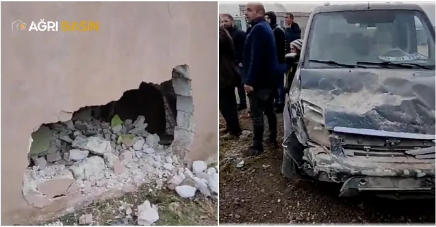 Doğubayazıt’ta Otomobil Duvara Çarptı: Yaralı yok