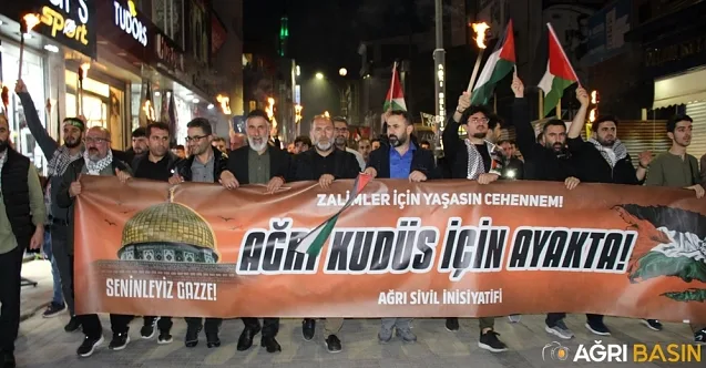 Ağrı’da Kudüs İçin Meşaleli Yürüyüş