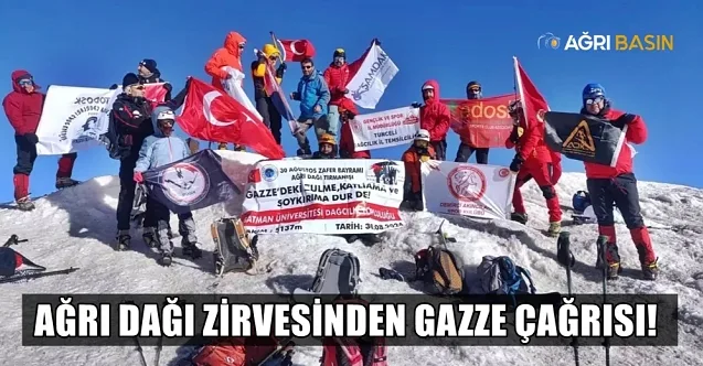 Ağrı Dağı zirvesinde Gazze soykırımına Dikkat Çekildi