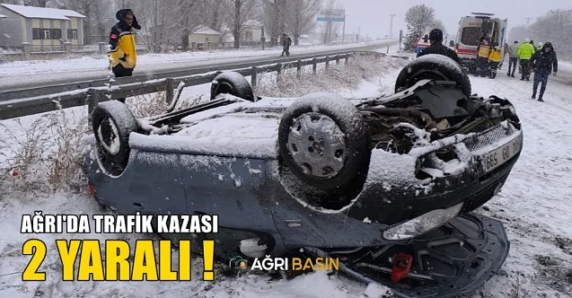 Ağrı’da Araç Buzlanma Nedeniyle Yoldan Çıktı