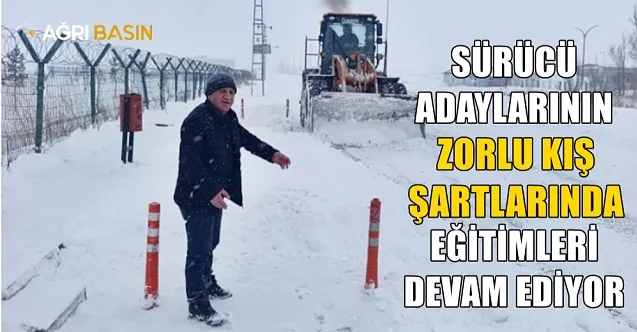 Ağrı’da Zorlu Kış Şartlarında Direksiyon Eğitimi Devam Ediyor
