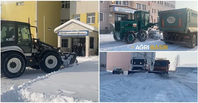Ağrı’da 90 Okul ve Kamu Kurumunda Kar Mesaisi