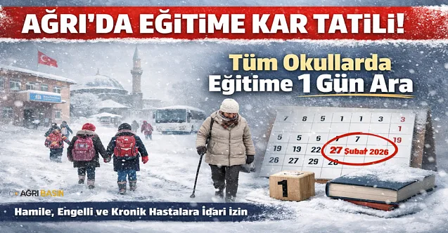 Ağrı’da Kar Nedeniyle Okullara 1 Gün Ara