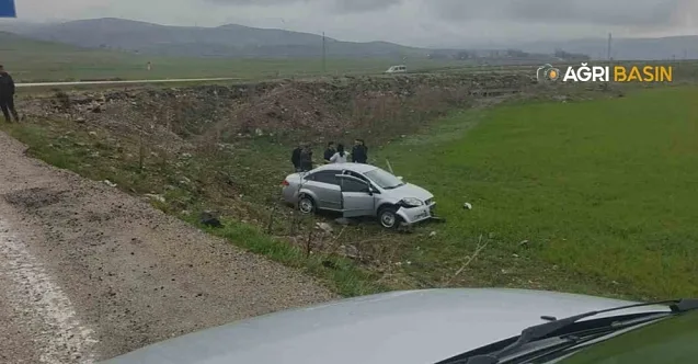 Diyadin Yolunda Kontrolden Çıkan Araç Şarampole Uçtu