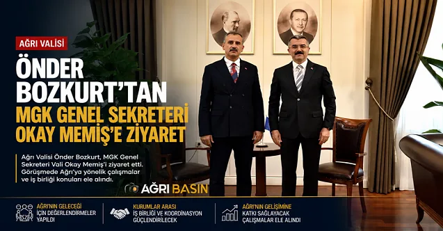Ağrı Valisi Önder Bozkurt’tan MGK Genel Sekreteri Memiş’e Ziyaret
