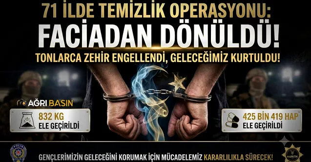 Ağrı Dahil 71 İlde Uyuşturucu Operasyonu: 844 Tutuklama