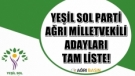 Yeşil Sol Parti Ağrı Milletvekili Adayları Kesin Listesi!