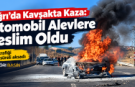 Ağrı’da Kavşakta Kaza: Otomobil Alevlere Teslim Oldu