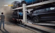 ​​​​​​​Doğubayazıt'ta Araç Yüklü TIR'da Yangın Paniği