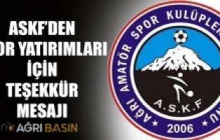 ASKF’den Spor Yatırımları Dolayısı İle Teşekkür Mesajı