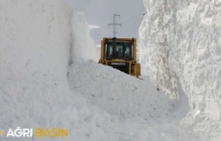 Ağrı'da 10 metreyi bulan kar kalınlığında yol açma çalışması