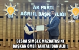 Besra Şimşek mazbatasını Başkan Ömer Tahtalı'dan aldı