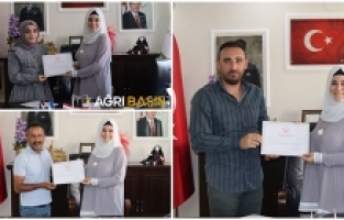 Ağrı Aile ve Sosyal Hizmetler İl Müdürü Ergün'den personele teşekkür belgesi