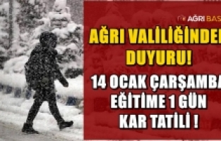 Ağrı’da 14 Ocak 2026 Günü Okullara Kar Tatili