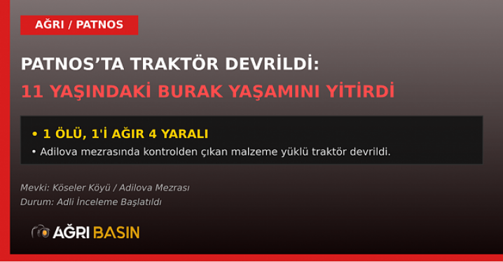 Patnos’ta Traktör Devrildi: 1 Çocuk Hayatını Kaybetti