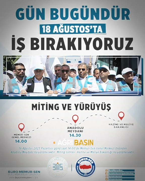 Büro Memur-Sen Ağrı Şubesi’nden İş Bırakma Eylemi