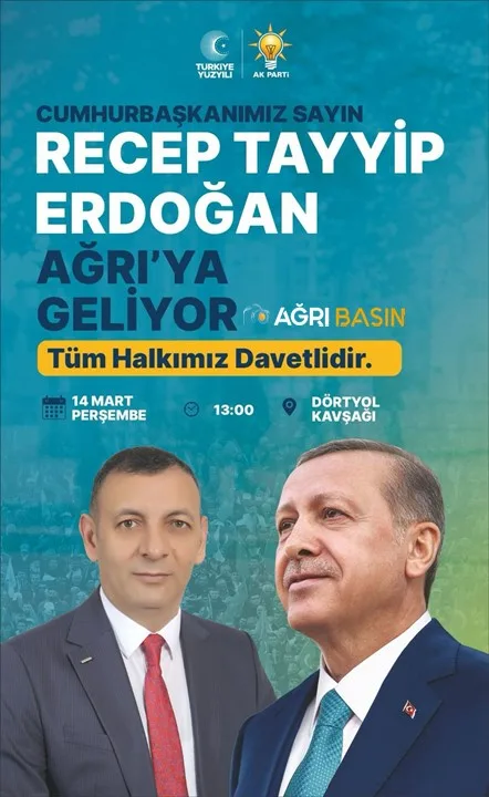 Cumhurbaşkanı Recep Tayyip Erdoğan Ağrı'ya geliyor