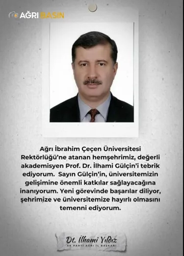 Başkan YILDIZ’dan Rektör Prof. Dr. İlhami Gülçin’e tebrik