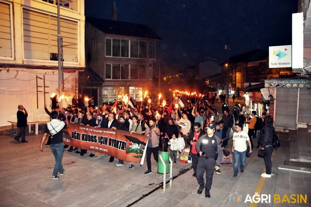 Ağrı'da Kudüs İçin Meşaleli Yürüyüş
