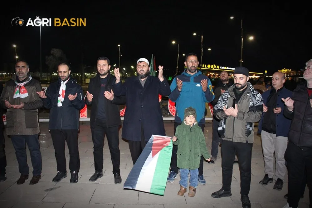 Ağrı'dan Filistin'e Tekbirlerle Destek Yürüyüşü