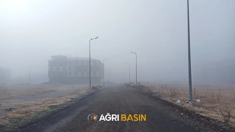 Ağrı'da etkili olan yoğun sis sürücülere zor anlar yaşattı