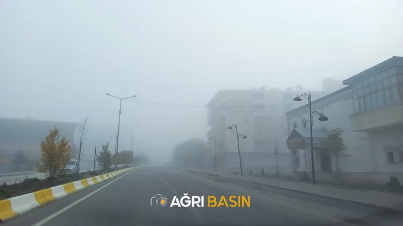 Ağrı'da etkili olan yoğun sis sürücülere zor anlar yaşattı