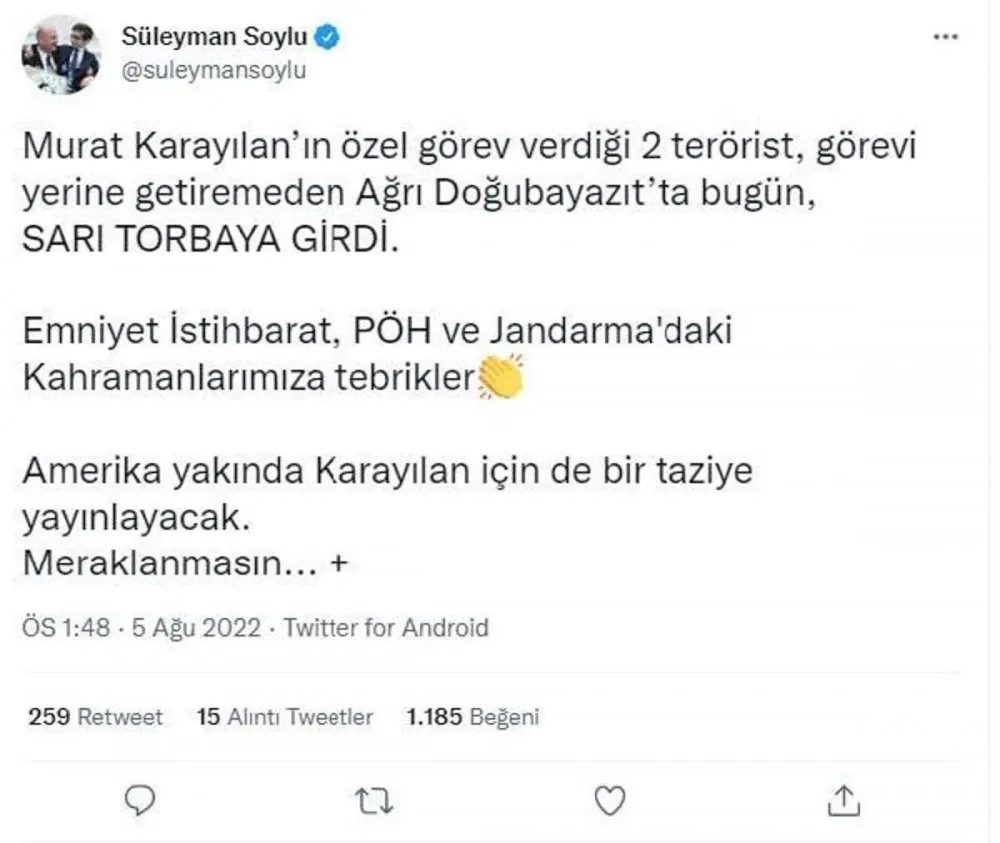 Ağrı'da Özel Görevlendirilen 2 Terörist Öldürüldü